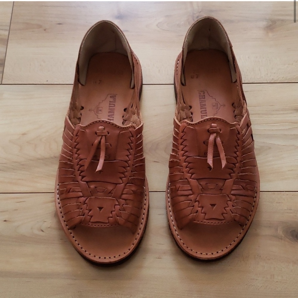 Chamula Classic Uxmal Hurache Leather Sandals Size 7 Open Toe